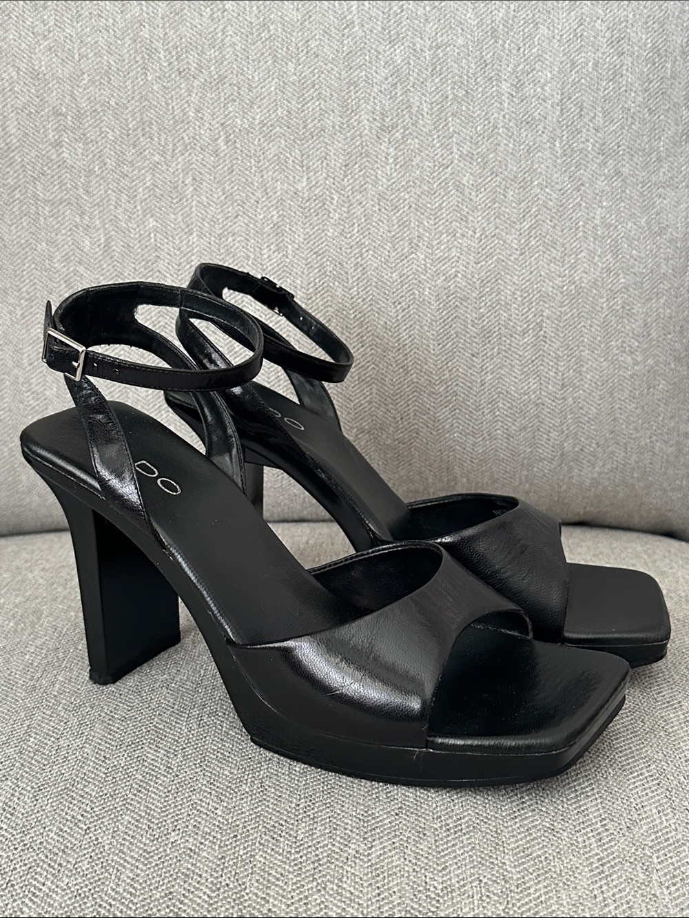 Aldo Black Heels with Ankle Strap